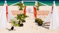 Wedding preparation on Mexican beach Royalty Free Stock Photo