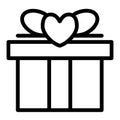 Wedding present line icon. Gift box contract vector illustration isolated on white. Package outline style design