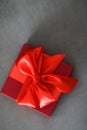 Luxury holiday red gift box with silk ribbon and bow, christmas or valentines day decor Royalty Free Stock Photo