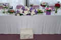 Wedding presidium with flowers. Floral arrangement Royalty Free Stock Photo