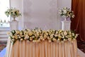 Wedding presidium in restaurant, free space