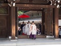 Wedding procession in Meiji Shrine, Tokyo Japan. Royalty Free Stock Photo