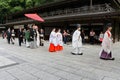 Wedding Procession in the Meiji Shrine in Tokyo Royalty Free Stock Photo