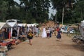 Wedding procession at a village fair Royalty Free Stock Photo