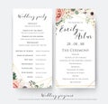 Wedding program for party & ceremony card design with elegant la Royalty Free Stock Photo