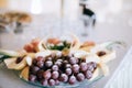 Wedding reception dessert table with fresh fruits Royalty Free Stock Photo