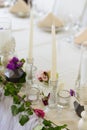 Wedding reception flower bouquet on the table Royalty Free Stock Photo