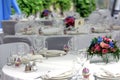 Wedding reception laid tables Royalty Free Stock Photo