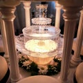 Wedding reception in restaurant. Wine fountain.