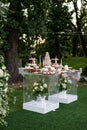 Wedding Reception. Wedding Scene. Wedding decor table setting and flowers. Wedding Flower Arrangement Table Setting Series