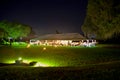 Wedding reception tent at night