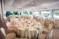 Wedding reception venue in a large marquis Royalty Free Stock Photo