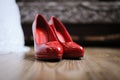 Wedding red shoes Royalty Free Stock Photo