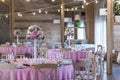 Wedding restaurant decorated with flowers Royalty Free Stock Photo