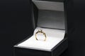 Wedding ring in a black box, Diamond ring in a dark box Royalty Free Stock Photo