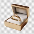 A wedding ring in a box isolated on transparent background Royalty Free Stock Photo