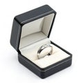 A wedding ring in a box isolated on transparent background Royalty Free Stock Photo