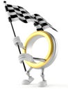 Wedding ring character waving race flag