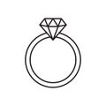 Wedding Ring With Diamond icon on white, vector illustration.