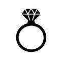 Wedding ring. Diamond . Modern minimal design style.Wedding or engagement illustration