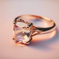 Wedding ring with diamond on a pink background, close-up Royalty Free Stock Photo