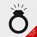 Wedding Ring With Glittering Diamont - Flat Vector Icon - Isolated On Transparent Background