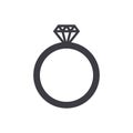 Wedding ring icon, modern minimal flat design style. Diamond ring vector illustration, jewelry symbol Royalty Free Stock Photo