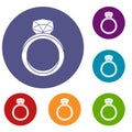 Wedding ring icons set Royalty Free Stock Photo