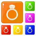 Wedding ring icons set vector color Royalty Free Stock Photo