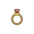 Wedding ring jewellery flat icon