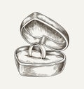 Wedding ring minimalistic sketch vector