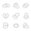 Wedding ring outline flat style compose design illustration