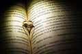 Wedding ring on the pages of a book