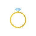 Wedding ring vector icon. Diamond engagement ring vector icon. Flat design. Royalty Free Stock Photo