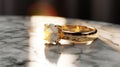 Selective focus Wedding ringle table, closeup. Marriage proposal Royalty Free Stock Photo