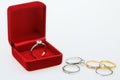 Wedding rings background, beautiful silver ring in red box for wedding concept Royalty Free Stock Photo