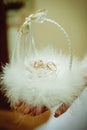 Wedding rings in a basket Royalty Free Stock Photo