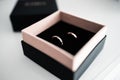 Wedding rings in beautiful box, symbol of love