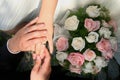 Wedding, rings and bouquet