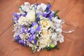 Wedding rings bouquet marriage white bride Royalty Free Stock Photo