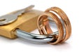 wedding rings in close up view Royalty Free Stock Photo