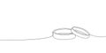 Wedding rings continuous line drawing. One line art of love, rings, marriage, union of hearts, classic, romance. Royalty Free Stock Photo