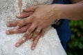 wedding rings fingers hand on couple marriage bride groom hands Royalty Free Stock Photo