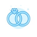 Wedding Rings Flat Vector Icon, Symbol, Pictogram, Sign. Light Blue Monochrome Design. Editable Stroke Royalty Free Stock Photo