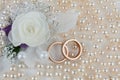 Wedding rings,flower and necklaces