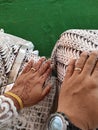 Wedding rings hands Royalty Free Stock Photo