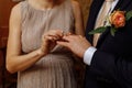 Wedding rings and hands of the newlyweds Royalty Free Stock Photo