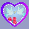Wedding rings, heart, flowers, pigeons, birds of peace and good. ÃÂ¼