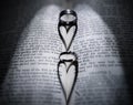 Wedding rings and heart shaped shadow over Bible Royalty Free Stock Photo