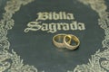 Wedding rings on a holy bible Royalty Free Stock Photo